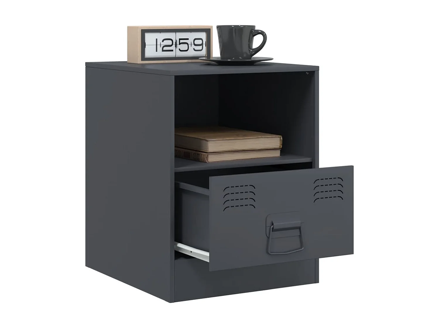 Elthor  Table de chevet anthracite 34,5x39x44 cm acier