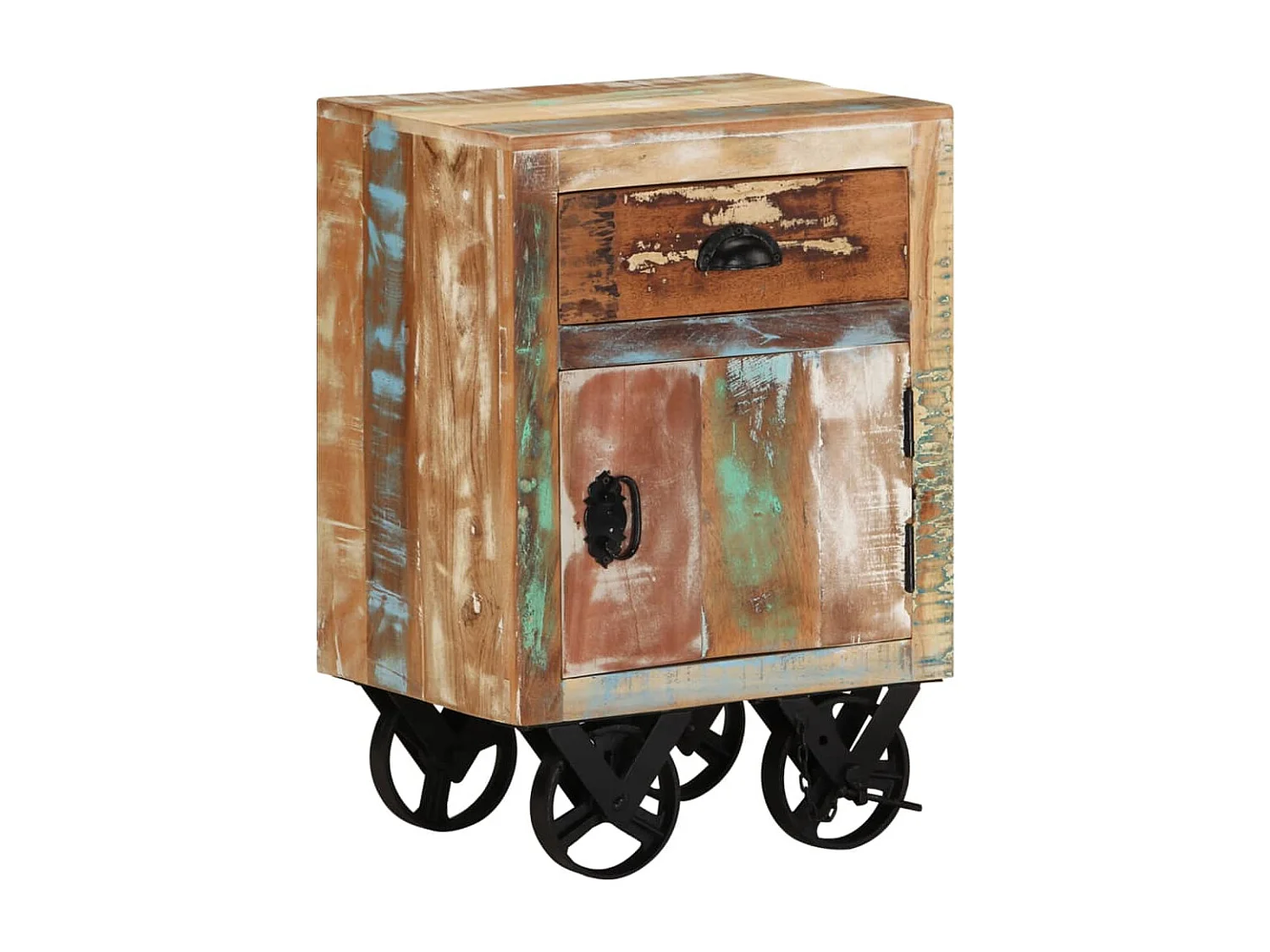 Garden Furniture -  Nachtkastje met wieltjes 40x30x57 cm massief gerecycled hout