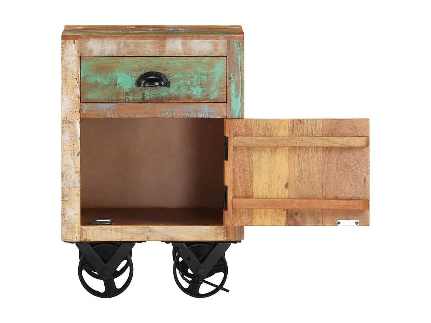 Garden Furniture -  Nachtkastje met wieltjes 40x30x57 cm massief gerecycled hout
