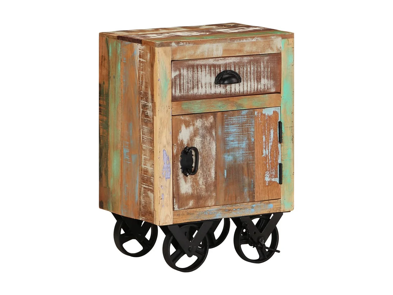 Garden Furniture -  Nachtkastje met wieltjes 40x30x57 cm massief gerecycled hout