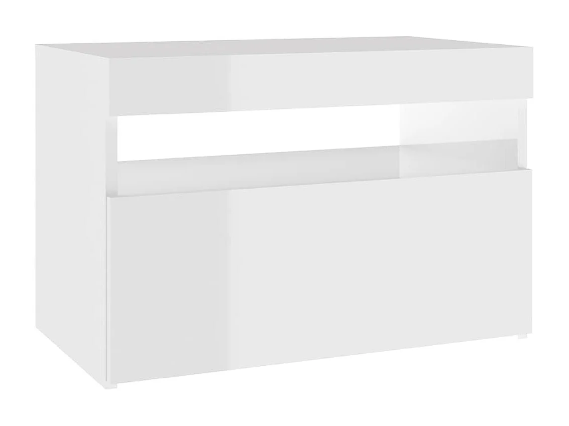 Beeville  Nachttisch mit LED-Leuchten Hochglanz-Weiß 60x35x40 cm