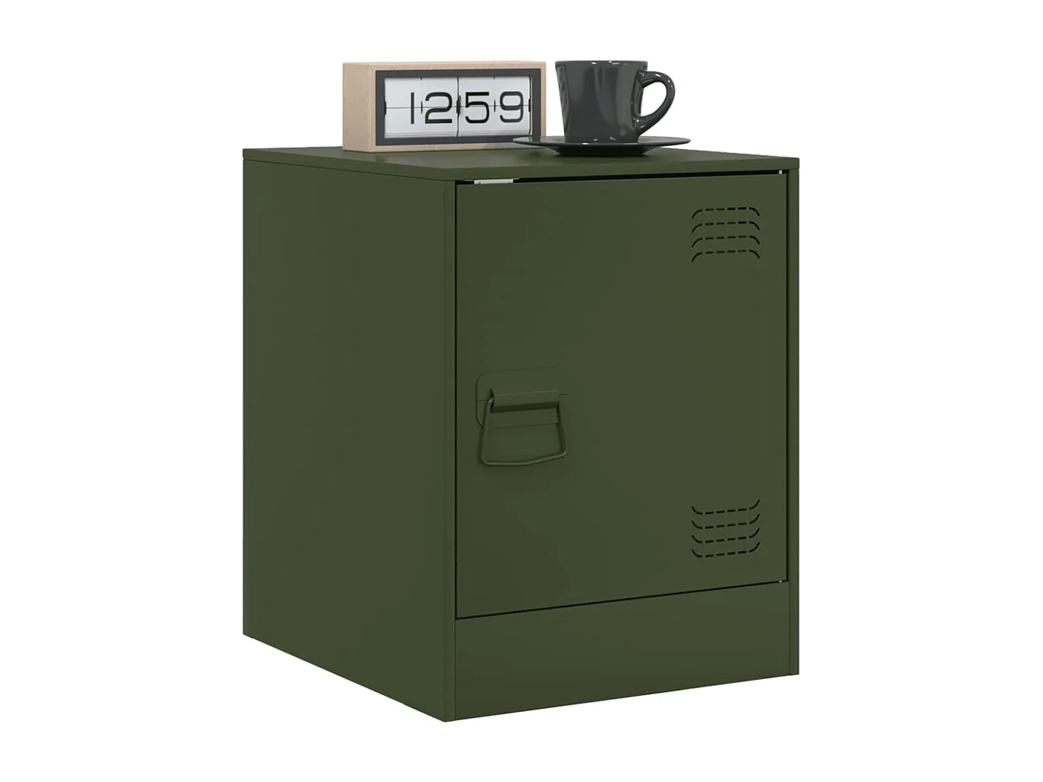 Dewy  Table de chevet vert olive 34,5x39x44 cm acier