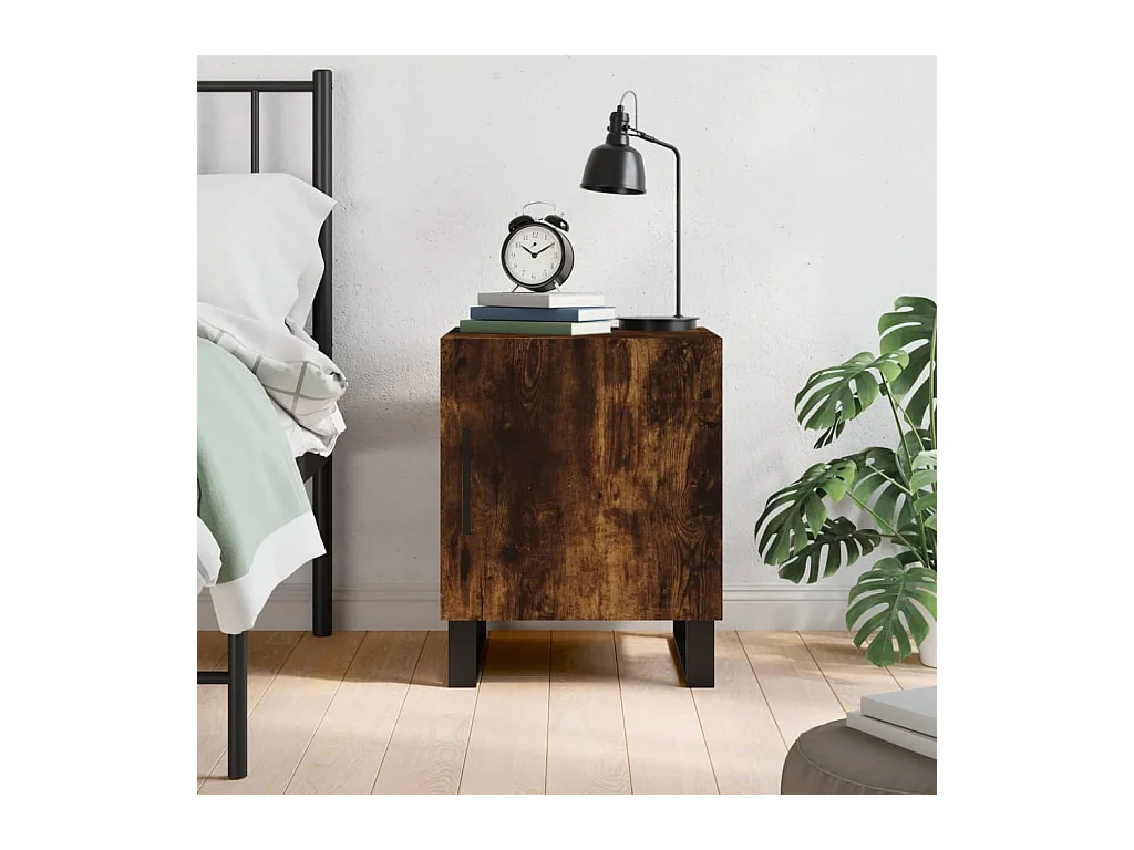 Kuopio  Table de chevet chêne fumé 40x40x50 cm bois d'ingénierie