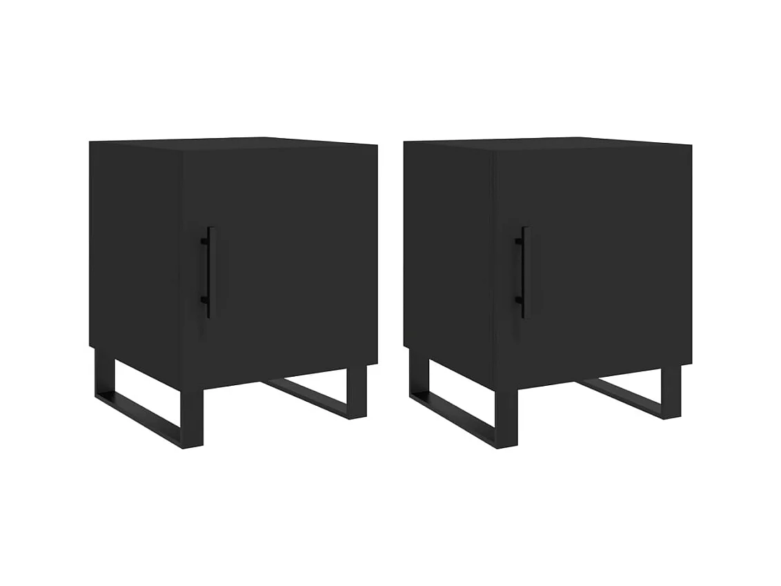 Kuopio  Nachtkastjes 2 st 40x40x50 cm bewerkt hout zwart