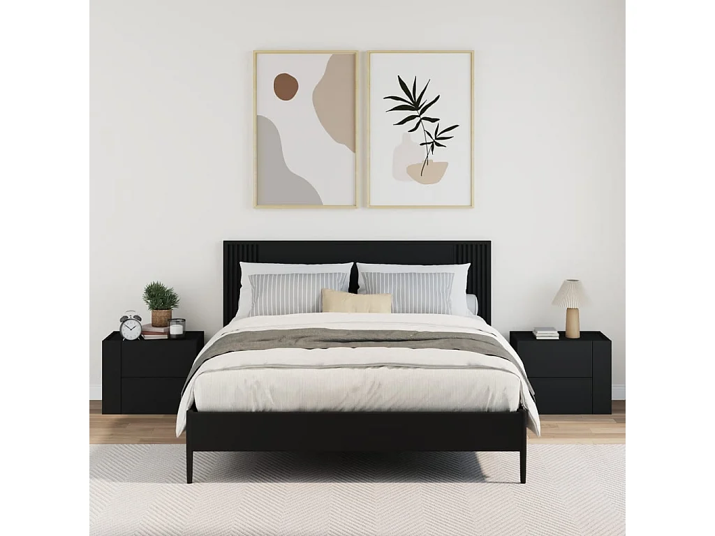 Dayton  Mesitas de noche de pared 2 unidades negra 45x30x35 cm