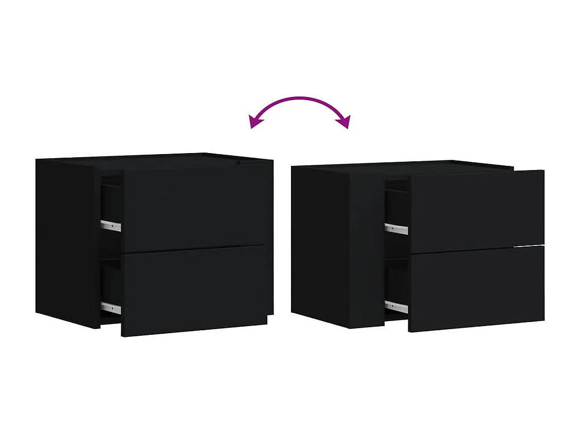 Dayton  Mesitas de noche de pared 2 unidades negra 45x30x35 cm