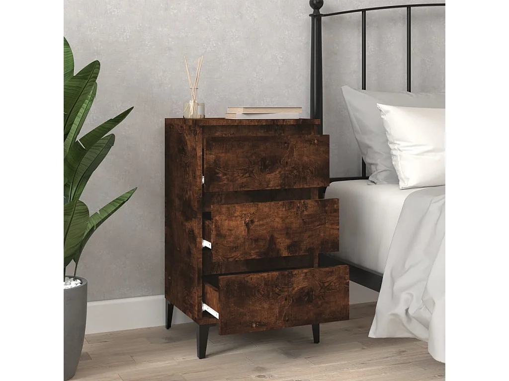 Darby  Nachtkastje 40x35x70 cm bewerkt hout gerookt eikenkleurig