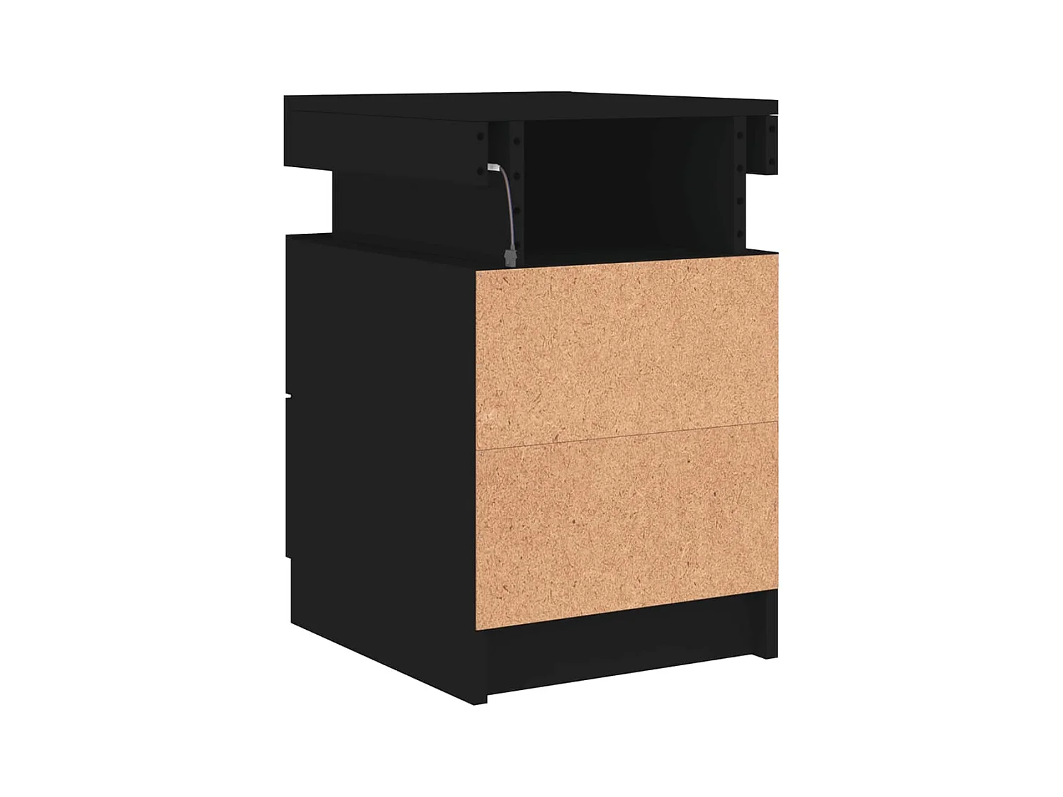 Prolenta Premium -  Mesita de noche con luces LED negro 35x39x55 cm