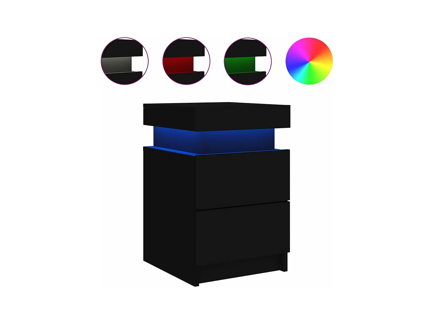 Prolenta Premium -  Mesita de noche con luces LED negro 35x39x55 cm