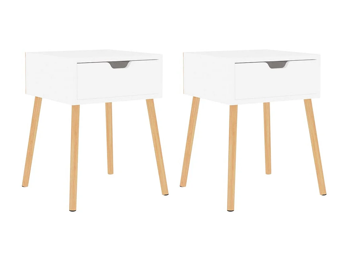 Wellsville  Tables de chevet 2 pcs Blanc brillant Bois d'ingénierie
