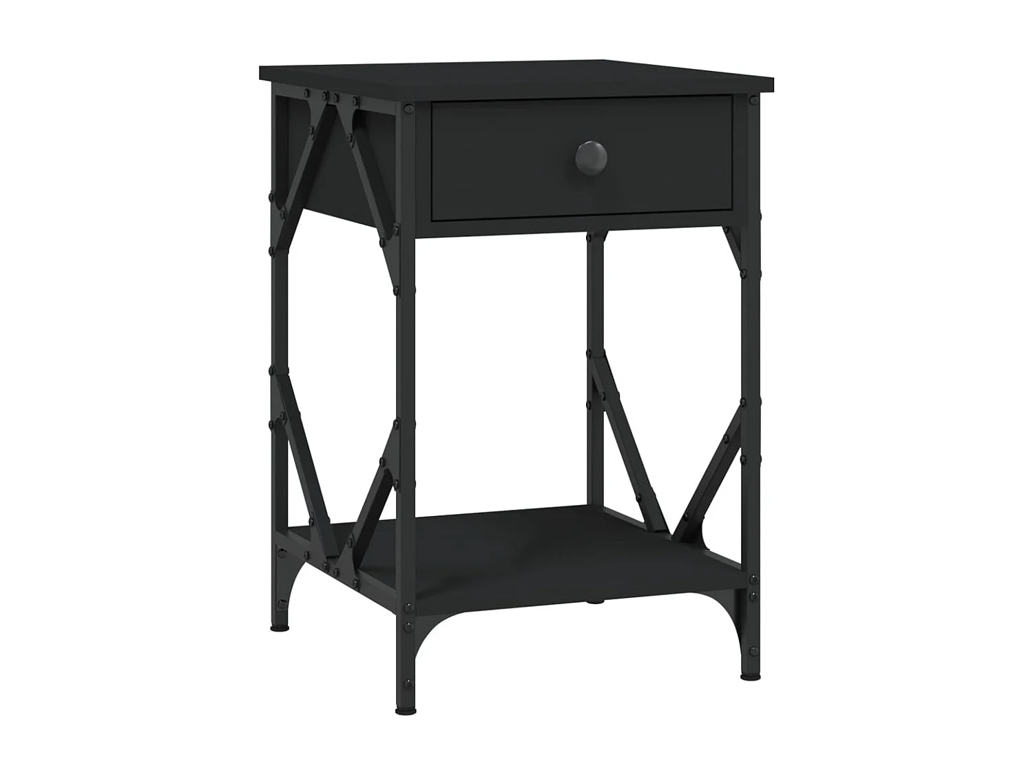 Elaya  Table de chevet noir 40x42x60 cm bois d’ingénierie