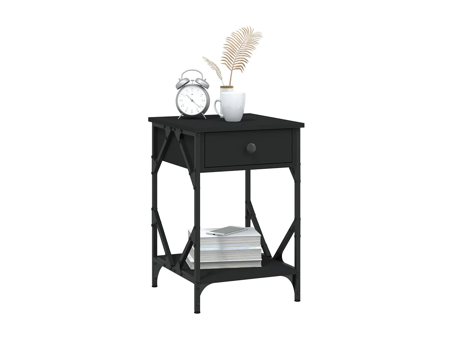 Elaya  Table de chevet noir 40x42x60 cm bois d’ingénierie