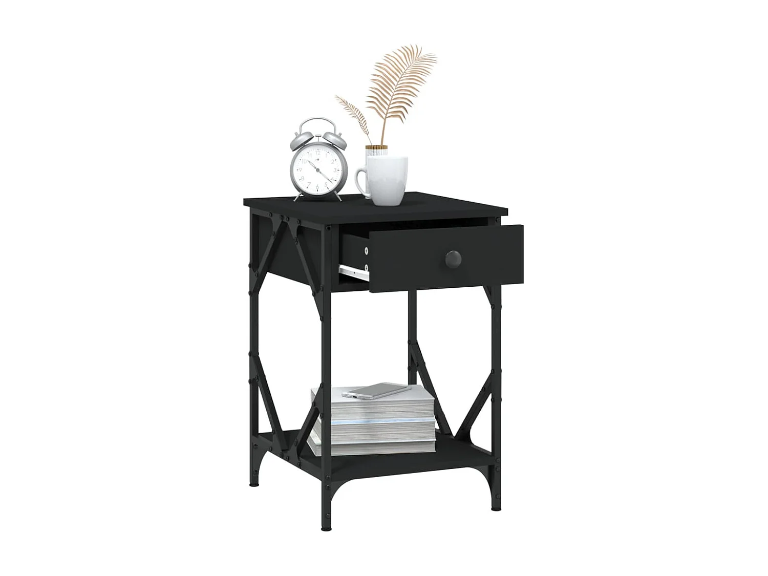 Elaya  Table de chevet noir 40x42x60 cm bois d’ingénierie