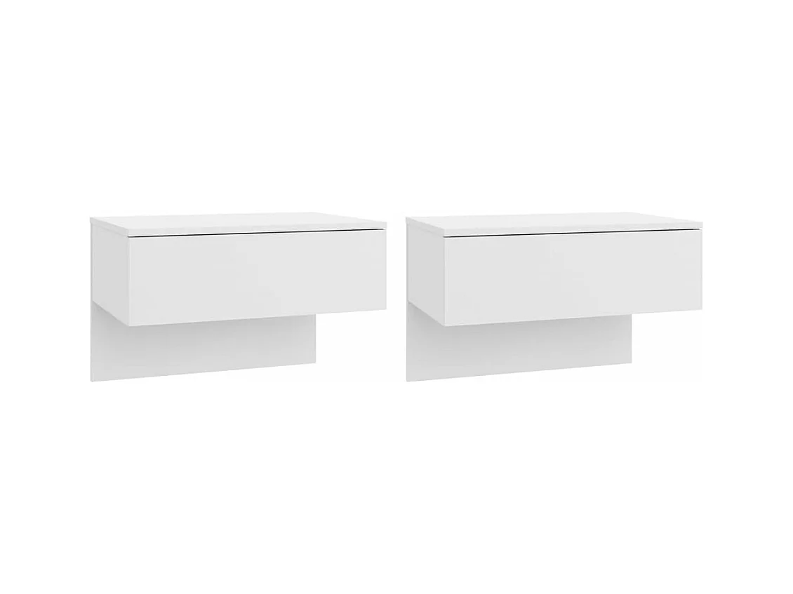 San Jose  Tables de chevet murales 2 pcs Blanc brillant