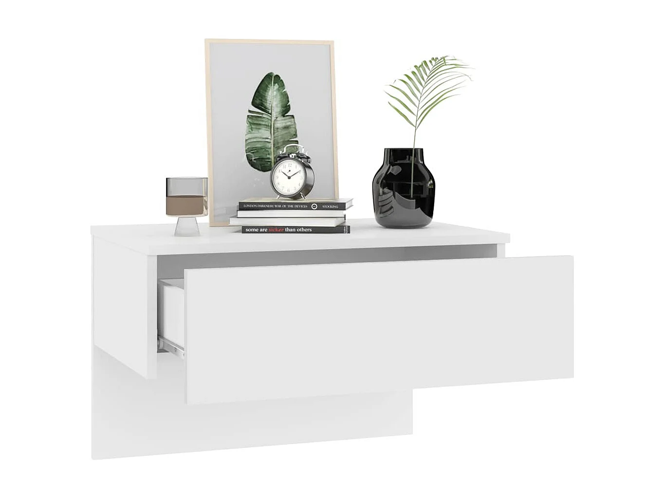 San Jose  Tables de chevet murales 2 pcs Blanc brillant