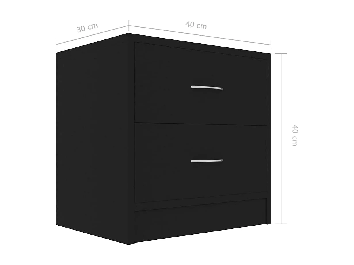 Wytse  Table de chevet Noir 40x30x40 cm Bois d'ingénierie