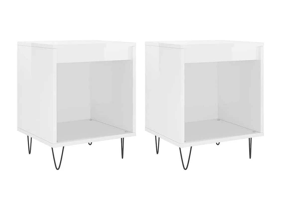 Sander  Tables de chevet 2 pcs blanc brillant 40x35x50 cm