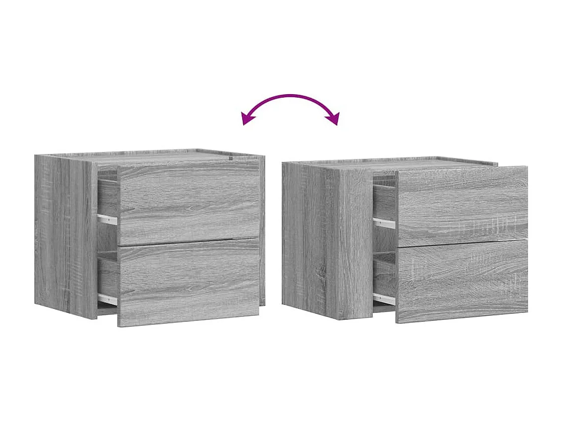 Dayton  Table de chevet murale sonoma gris 45x30x35 cm