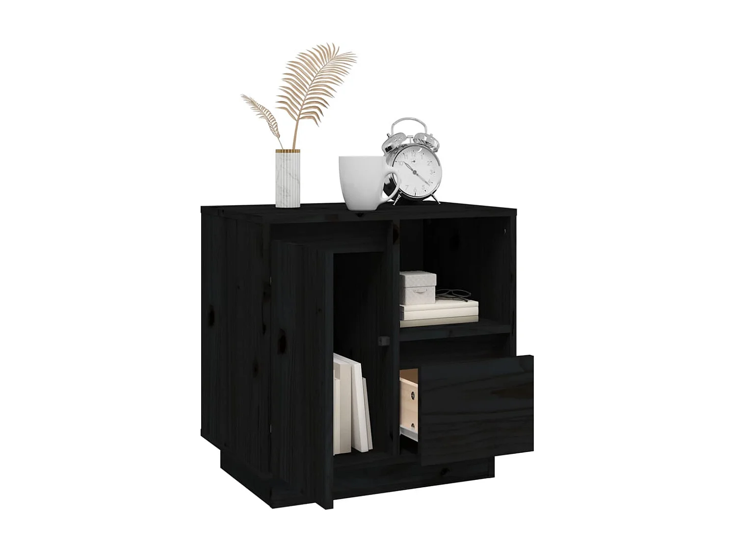 Hollidaysburg  Nachttische 2 Stk. Schwarz 50x34x50 cm Massivholz Kiefer