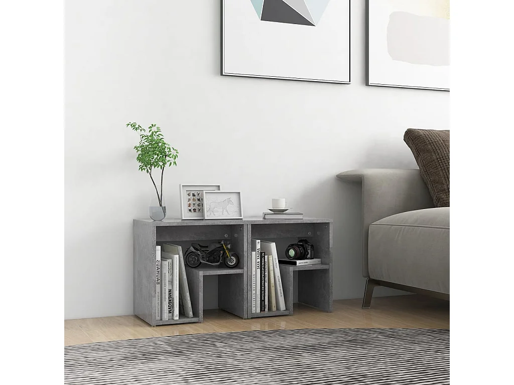 Ouderkerk aan den IJssel  Tables de chevet 2 pcs gris béton 40x30x40 cm bois d'ingénierie