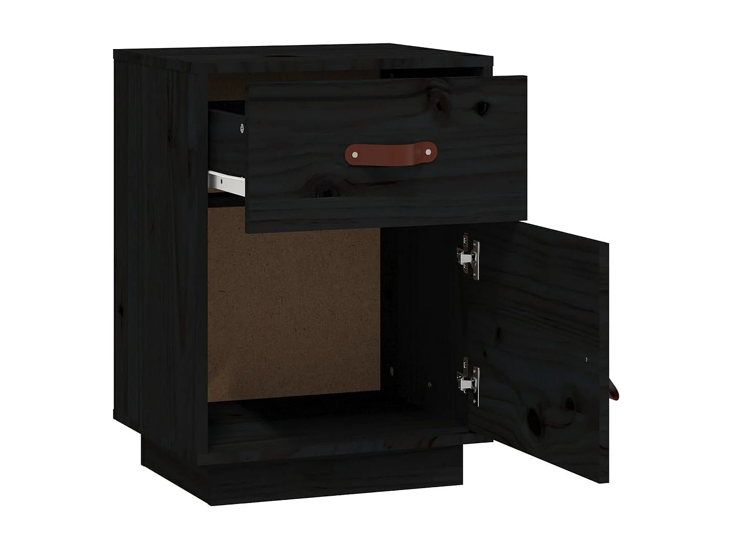 Yaldir  Table de chevet Noir 40x34x55 cm Bois de pin solide