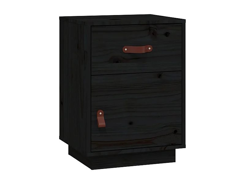 Yaldir  Mesita de noche madera maciza de pino negro 40x34x55 cm