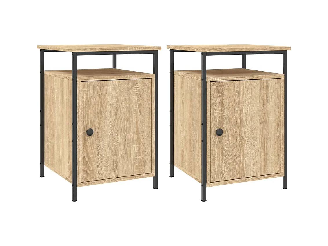 Jalindra  Nachtkastjes 2 st 40x42x60 cm bewerkt hout sonoma eikenkleurig