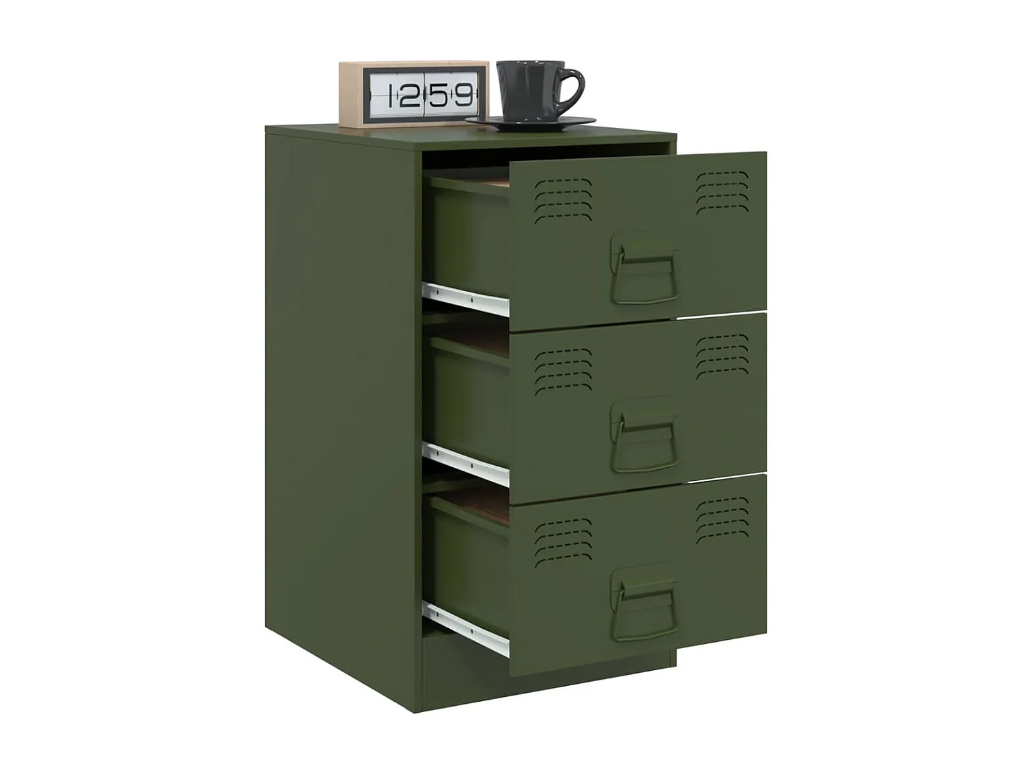 Hereford  Table de chevet vert olive 34,5x39x62 cm acier