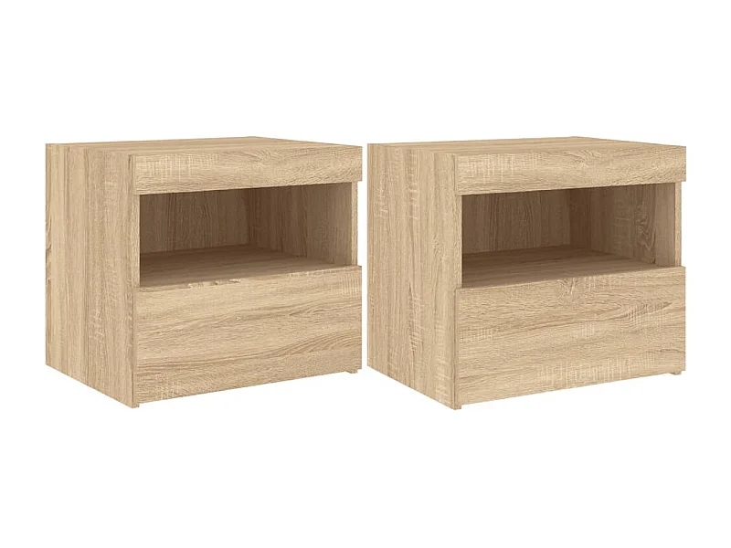 Bishop  Tables de chevet et lumières LED 2 pcs chêne sonoma 50x40x45 cm