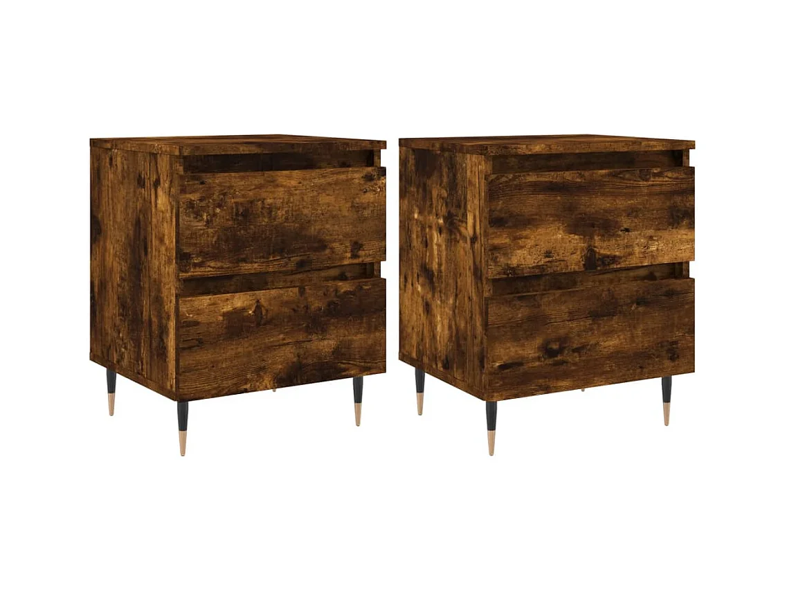 Tjeerd-Jan  Tables de chevet 2 pcs chêne fumé 40x35x50 cm bois ingénierie