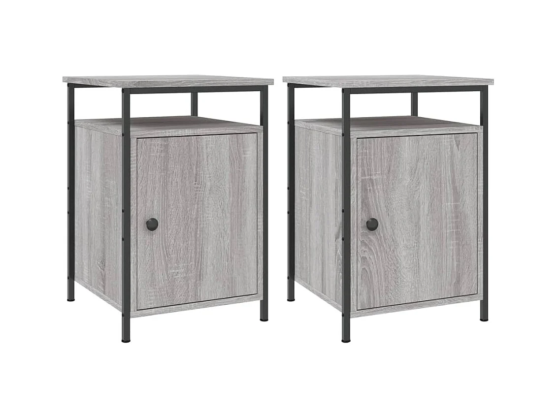 Jalindra  Nachtkastjes 2 st 40x42x60 cm bewerkt hout grijs sonoma eiken