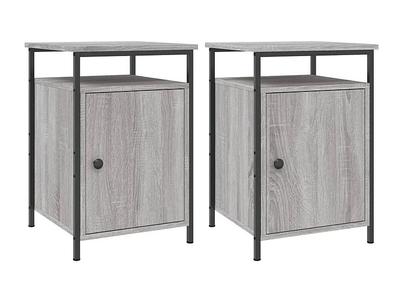 Jalindra  Mesitas de noche 2 uds madera contrachapada gris 40x42x60 cm