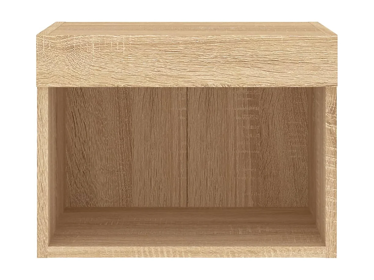 Mano  Tables de chevet murales avec lumières LED 2 pcs chêne sonoma
