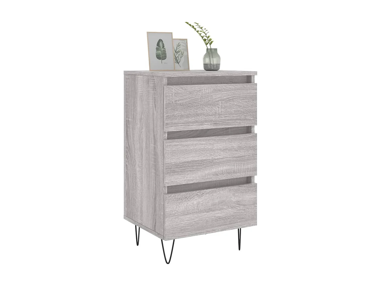 Fiene  Comodino Grigio Sonoma 40x35x69 cm in Legno Multistrato