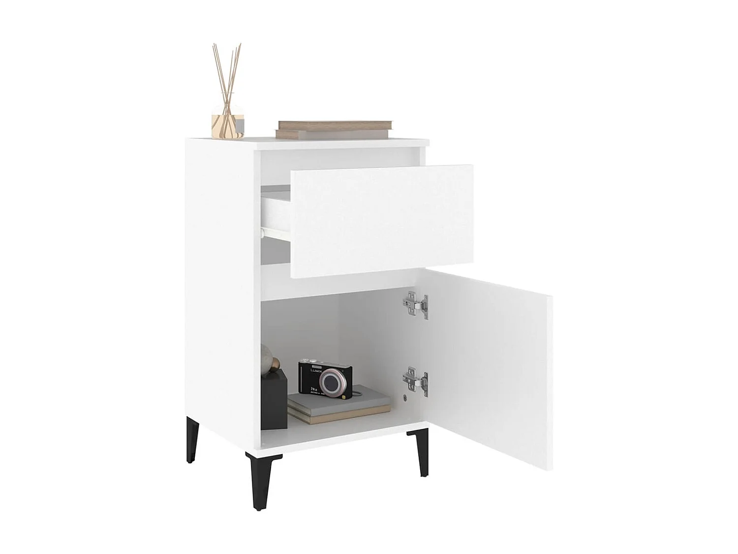 Amite  Table de chevet blanc 40x35x70 cm