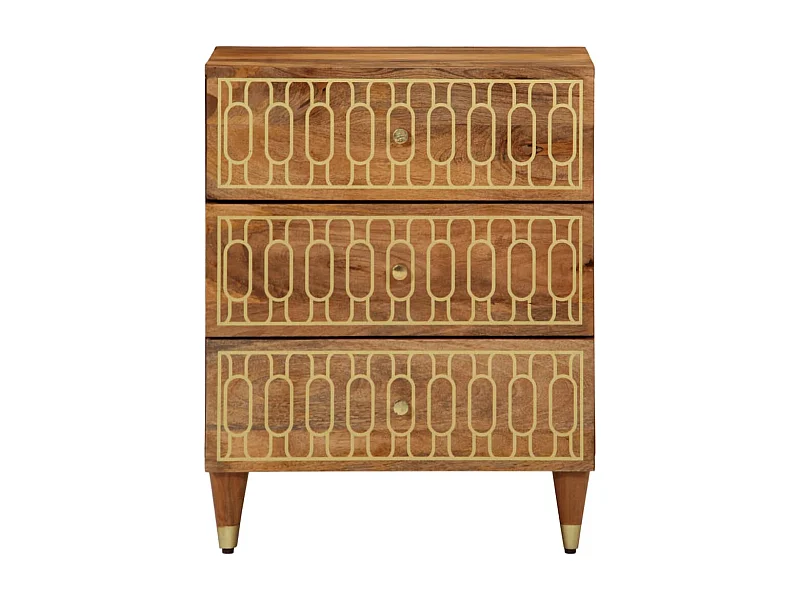 Claire-Viviane-Anne  Comodino 50x33x62 cm in Legno Massello di Mango