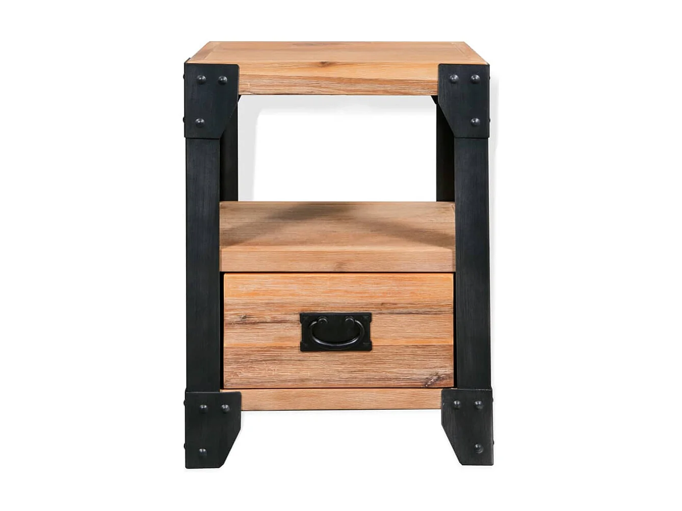 Lynvik  Table de chevet Bois d'acacia Acier 40 x 30 x 54 cm