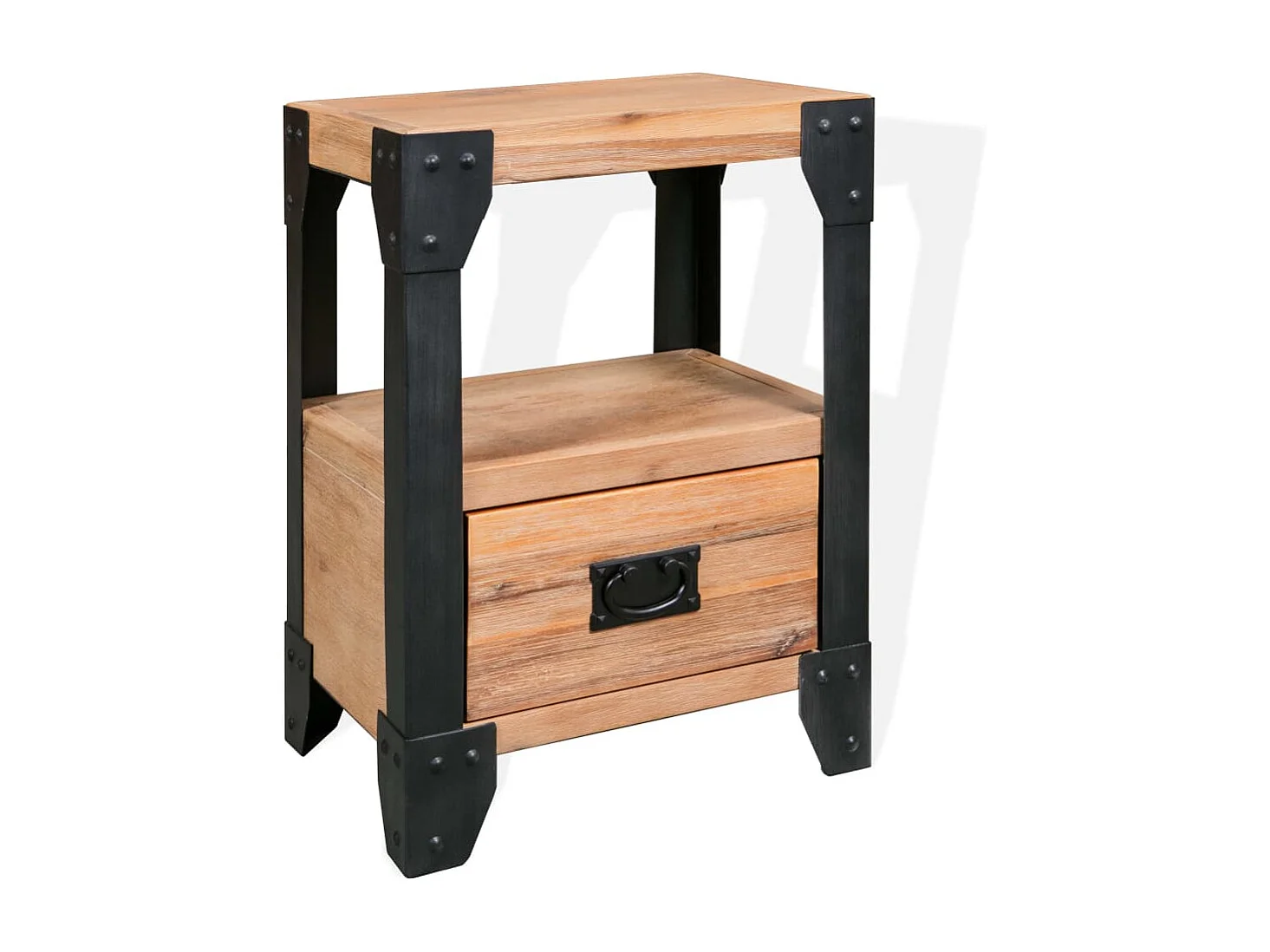 Lynvik  Table de chevet Bois d'acacia Acier 40 x 30 x 54 cm