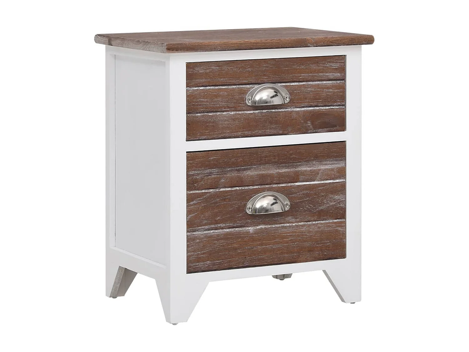 Relor  Table de chevet 2 pcs avec 2 tiroirs Marron et blanc