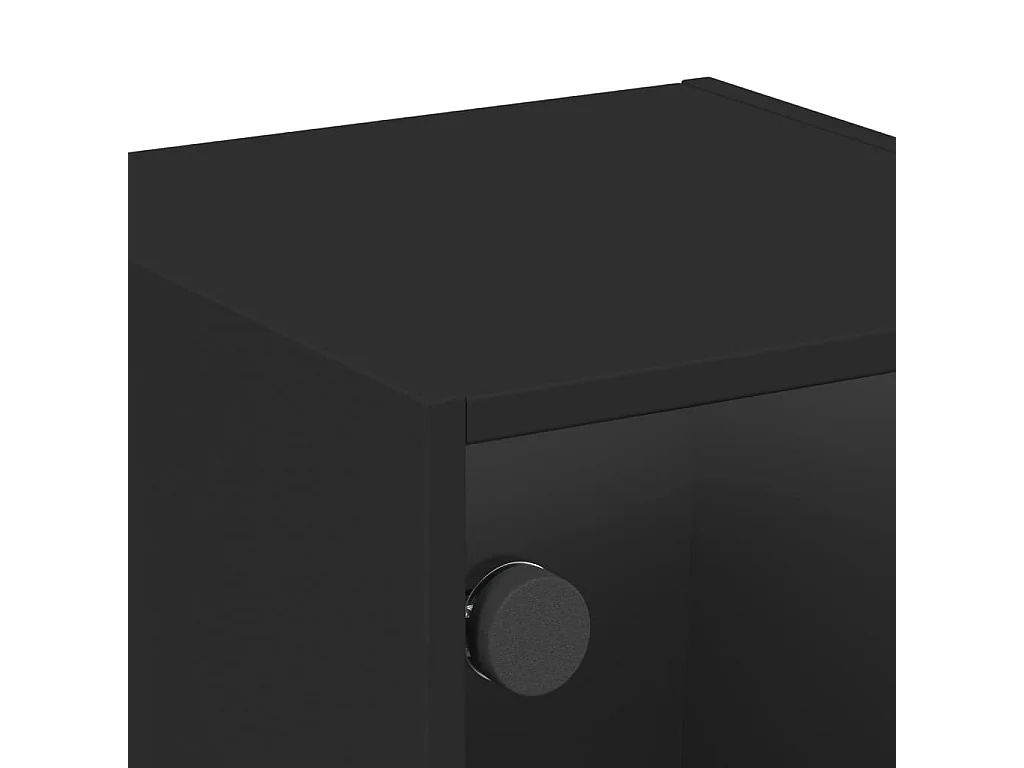 Nihat  Nachttische mit Glastüren 2 Stk. Schwarz 35x37x35 cm