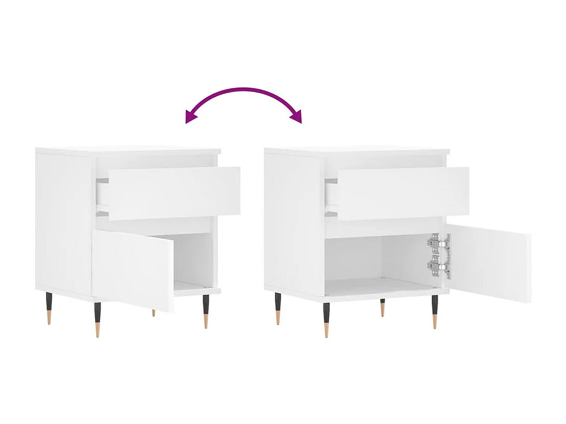 Bastiaan  Tables de chevet 2 pcs blanc 40x35x50 cm bois d’ingénierie
