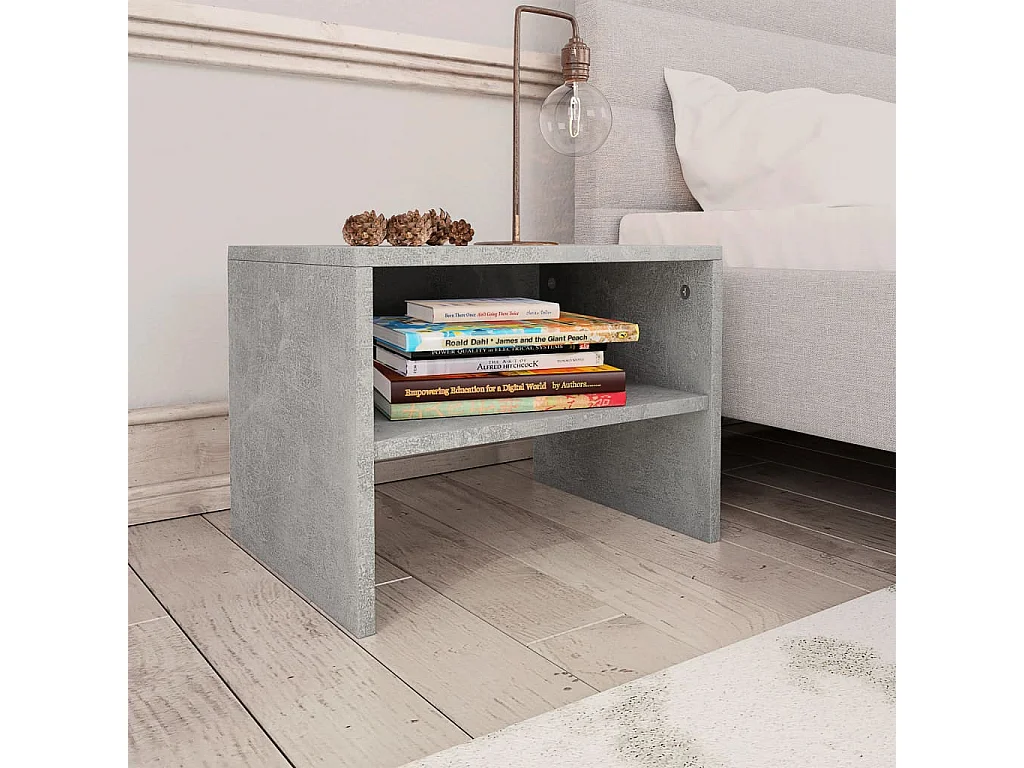 De Witt  Table de chevet Gris béton 40x30x30 cm Bois ingénierie