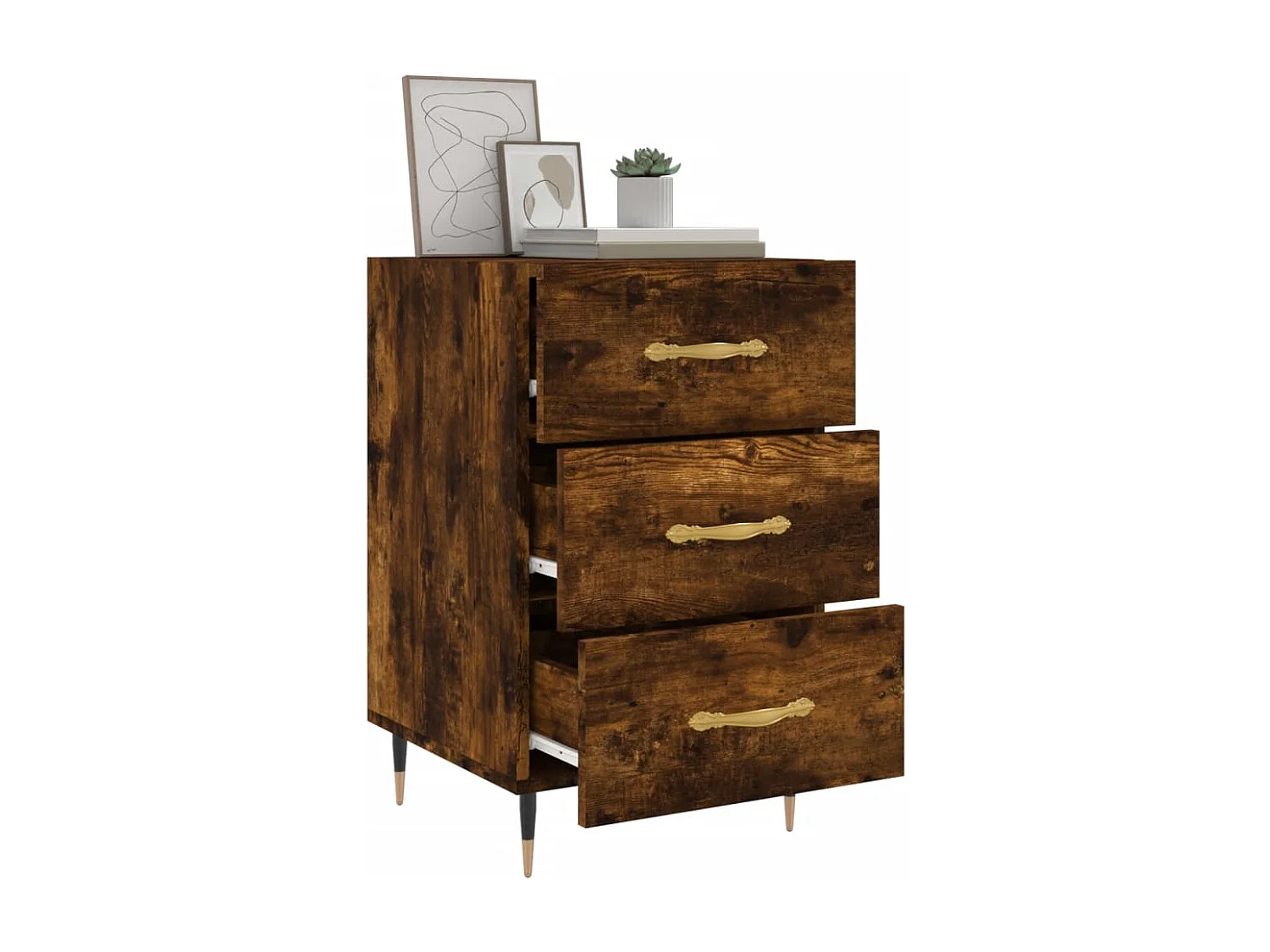 Maria Elise  Table de chevet chêne fumé 40x40x66 cm bois d'ingénierie