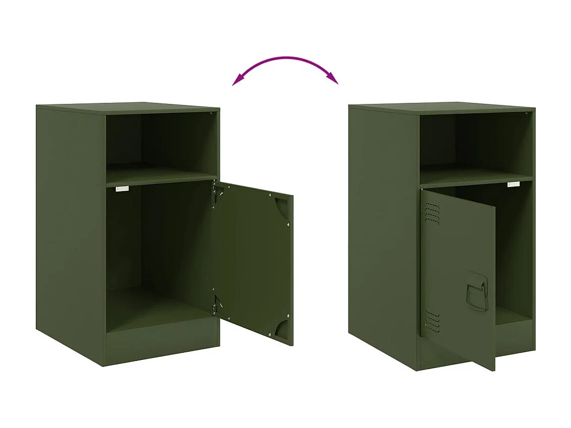 Chasity  Comodino Verde Oliva 34,5x39x62 cm in Acciaio