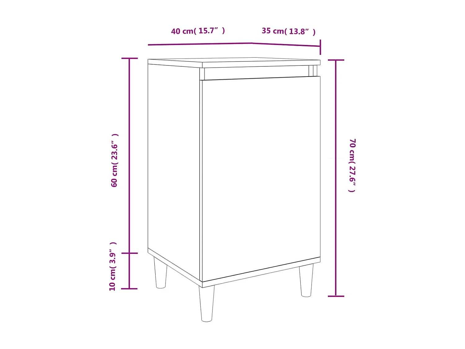 Samir  Nachtkastjes 2 st 40x35x70 cm bewerkt hout hoogglans wit