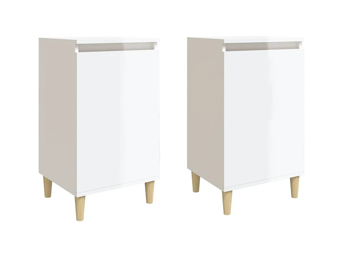 Samir  Tables de chevet 2pcs blanc brillant 40x35x70cm bois ingénierie