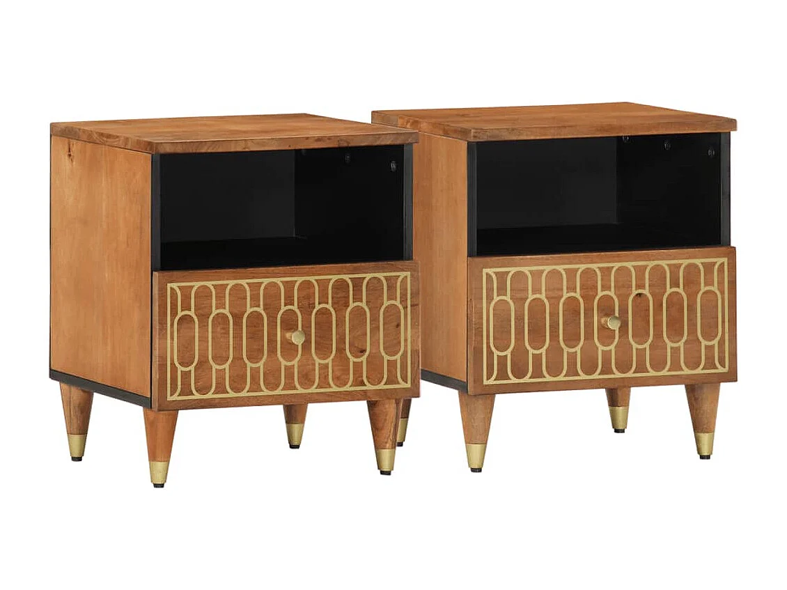 Ingebrigt  Tables de chevet 2 pcs 40x33x46 cm Bois de manguier solide