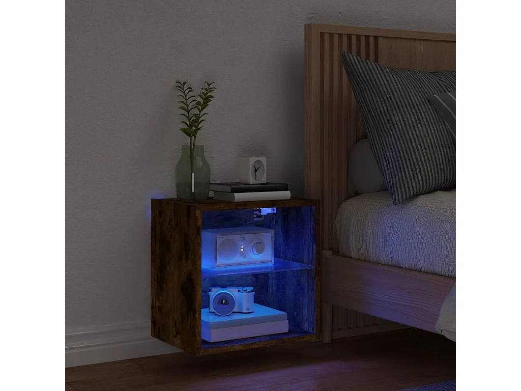 Prolenta Premium -  Nachtkastje met LED's wandgemonteerd gerookt eikenkleurig