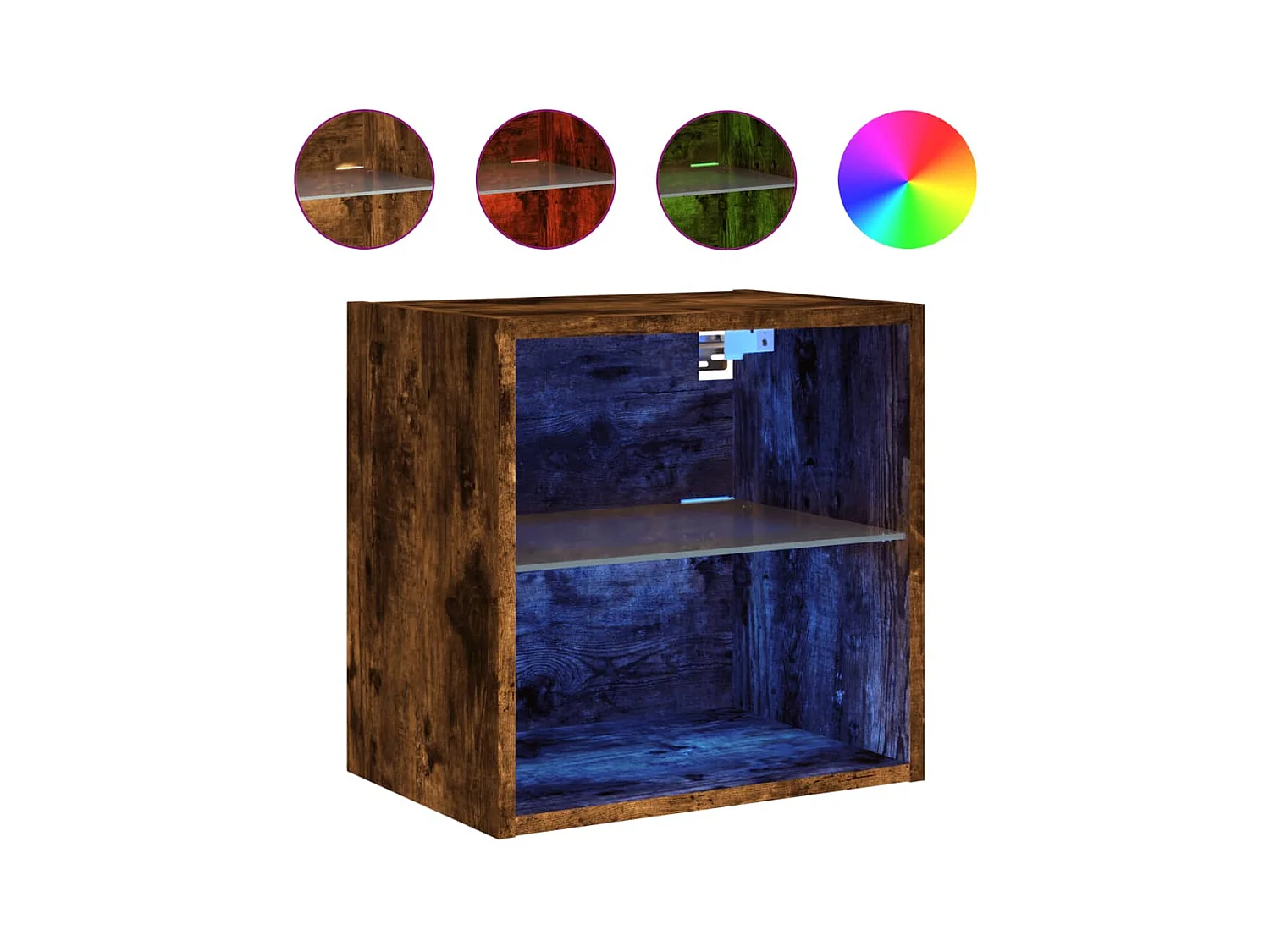 Prolenta Premium -  Table de chevet murale avec lumières LED chêne fumé