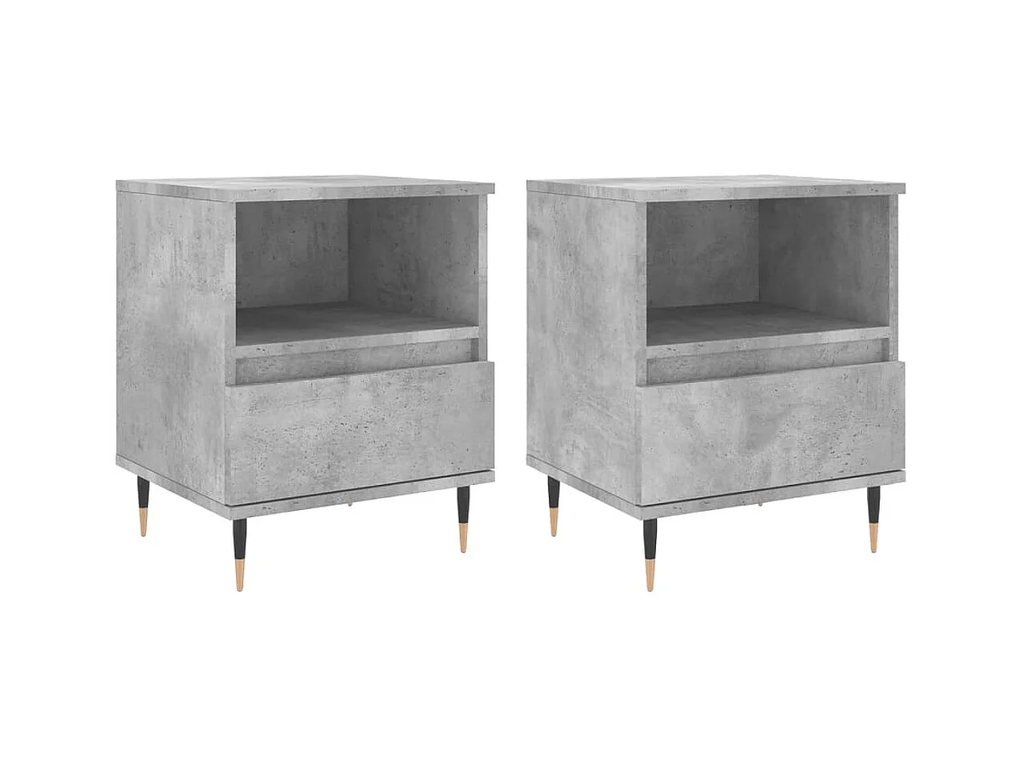 Blandon  Nachtkastjes 2 st 40x35x50 cm bewerkt hout betongrijs